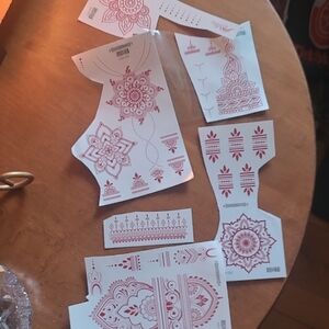 Red Henna-Style Temporary Tattoos